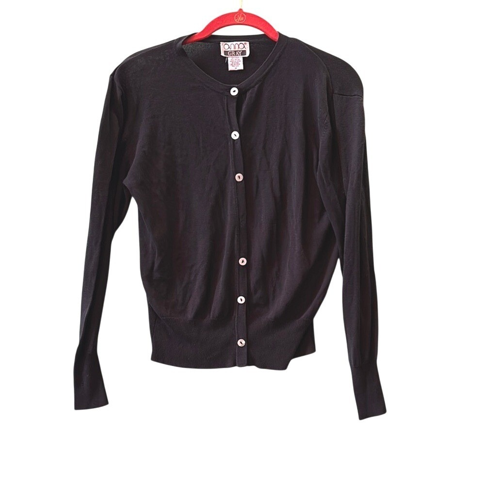 Anna Gray Black Button-Up Cardigan Size Medium‎